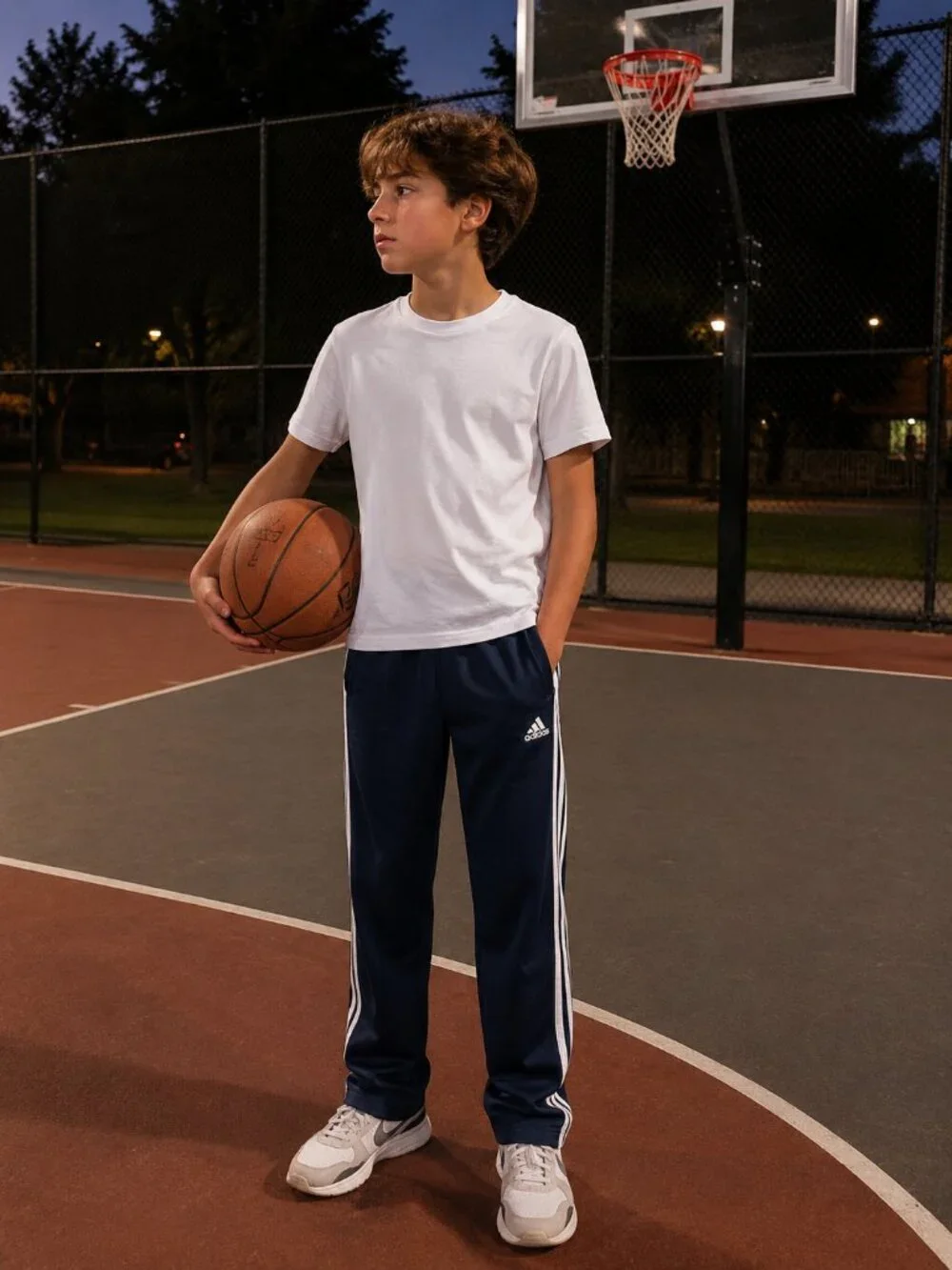 Adidas Joggers Dark Blue White Stripes Boys SZ 14-16